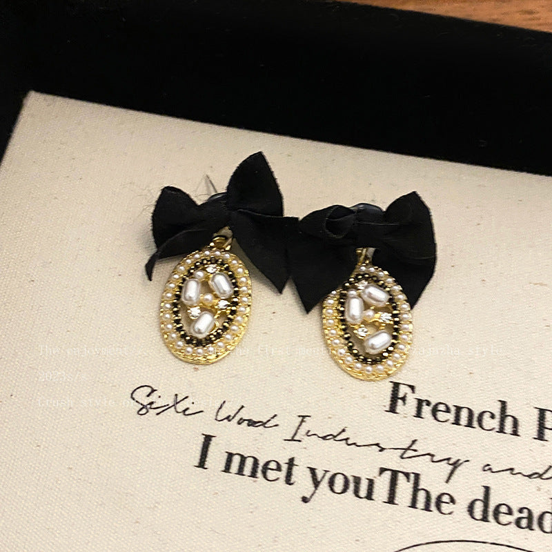 Chic French Vintage Floral and Geometric Earrings with Pearl Inlay in 925 Sterling Silver for Women