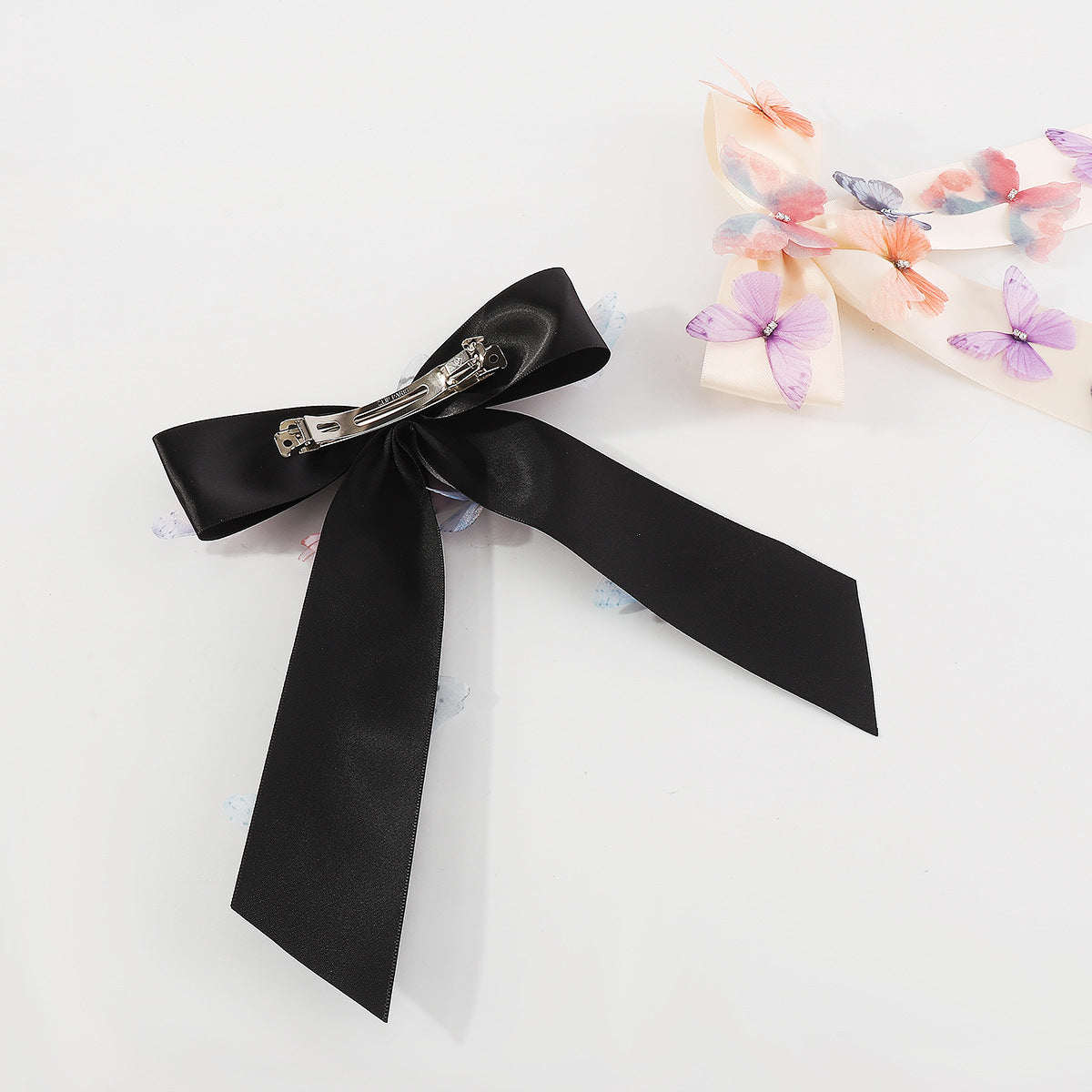 Dolce e Grintosa Molletta per Capelli a Farfalla con Strass Intarsiati su Tessuto in Raso e Tulle, Design a Pinza a Molla per Donne