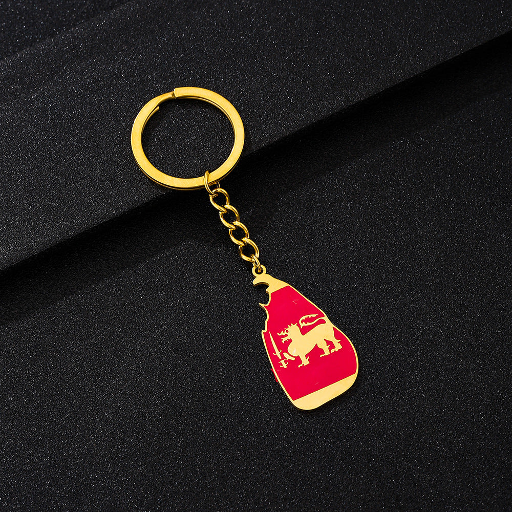 Llavero Esmaltado Vintage de Acero de Titanio con Diseño Étnico Accesorio Unisex