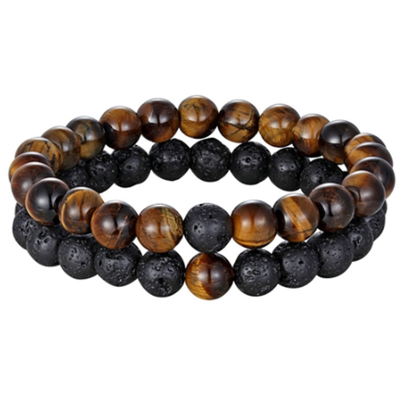 Sweet Matte Geometric White Agate Tiger Eye Volcanic Stone Charm Bar Unisex Handmade