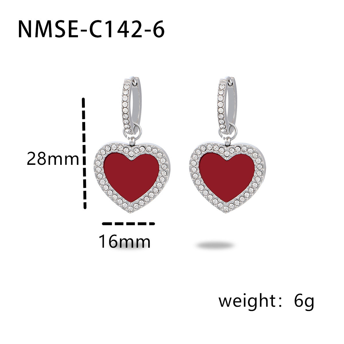 Orecchini da Donna Vintage a Cuore con Strass in Acciaio al Titanio, Gioielli di Moda Minimalisti con Finitura Placcata