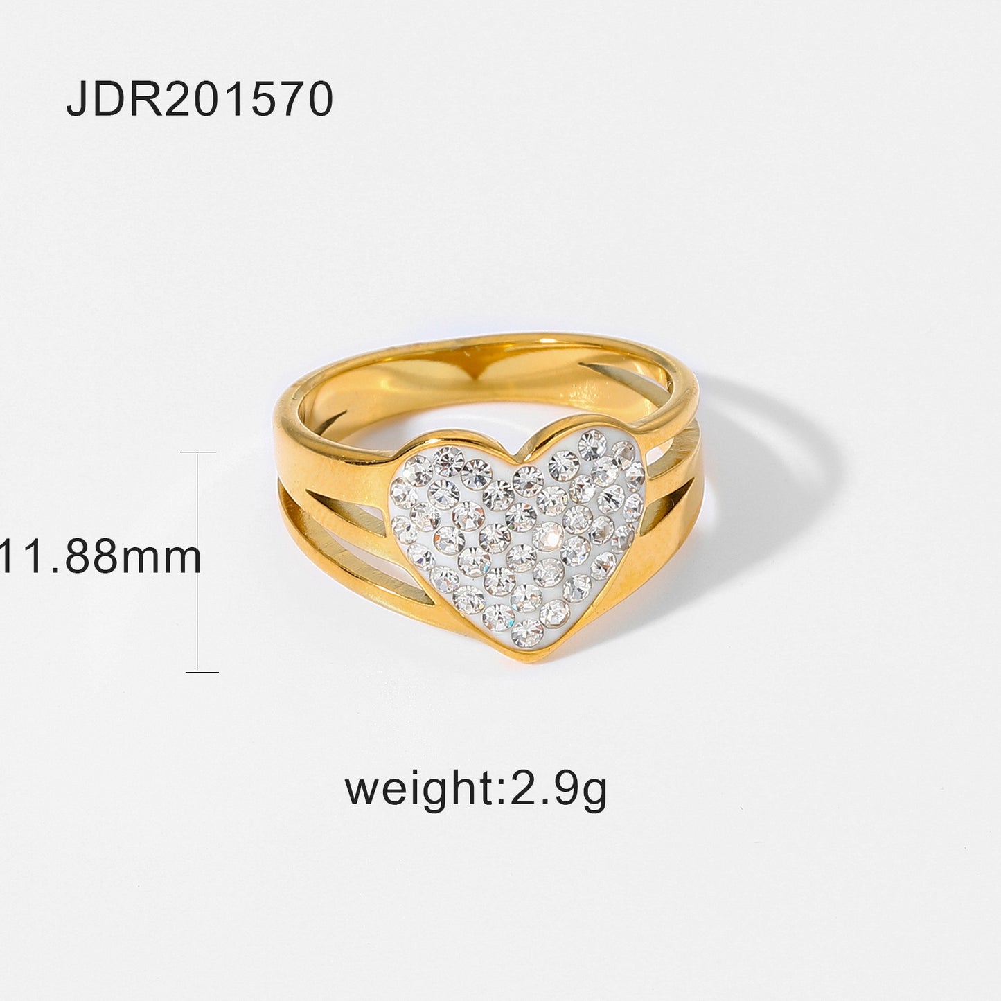 Minimalist Geometric Stainless Steel Ring with Rhinestone Accents for Women, Plated Band Design