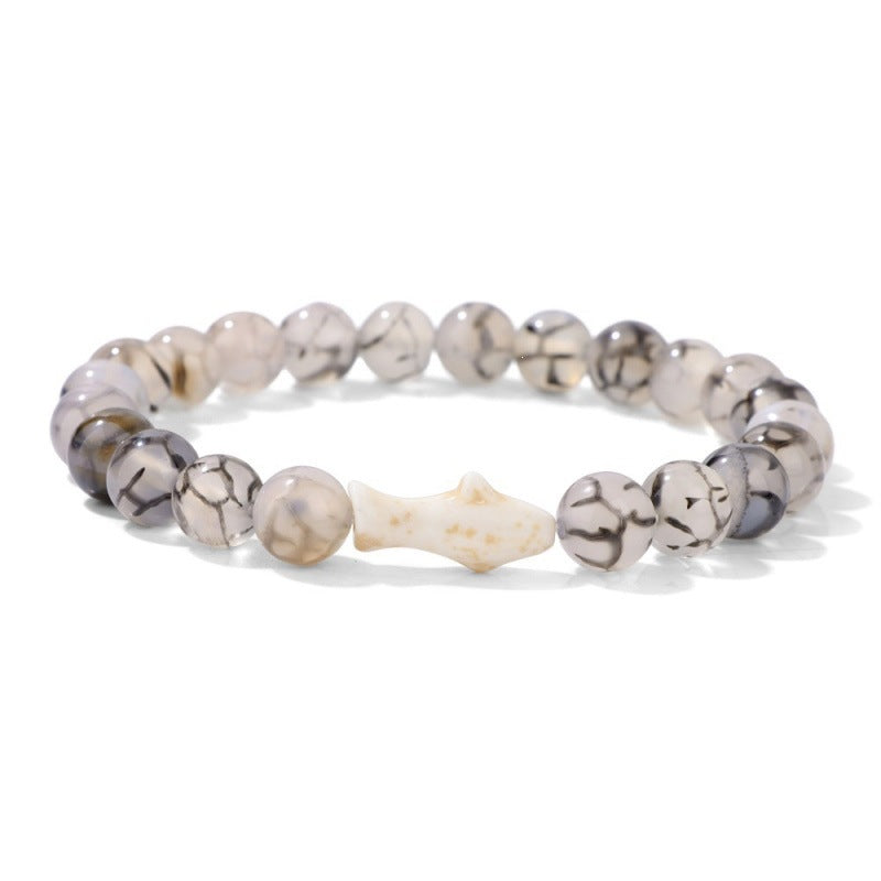 Minimalist Sweet Natural Turquoise Crystal Agate Animal Beaded Stretch Bracelet
