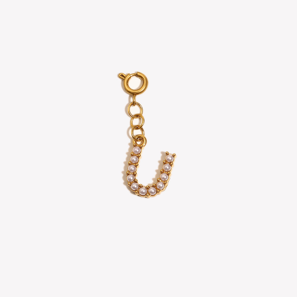 Barretta con Ciondolo a Lettera o Numero in Acciaio Inossidabile Placcato Oro 18K Minimalista da Donna