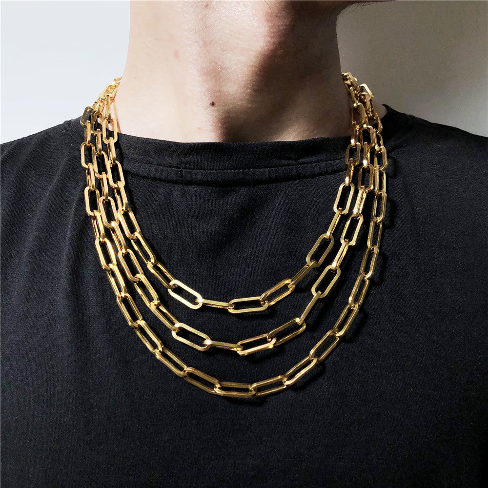 Hip-hop Minimalist Geometric Titanium Steel Curb Chain Necklace Unisex