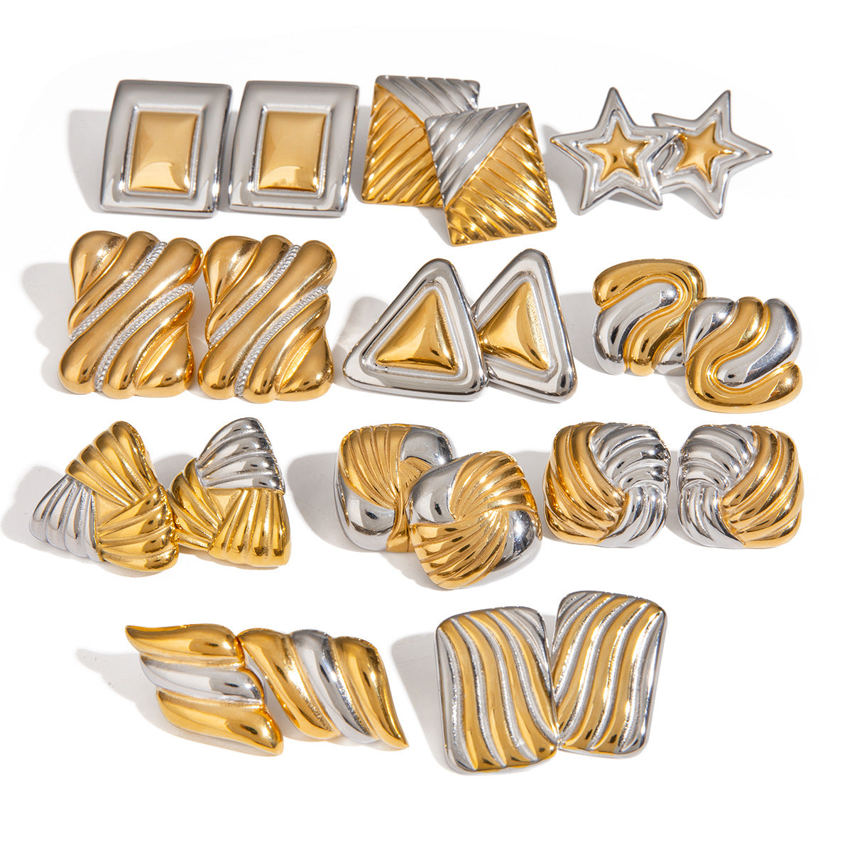 Geometric Triangle Stainless Steel Plated Stud Earrings for Women