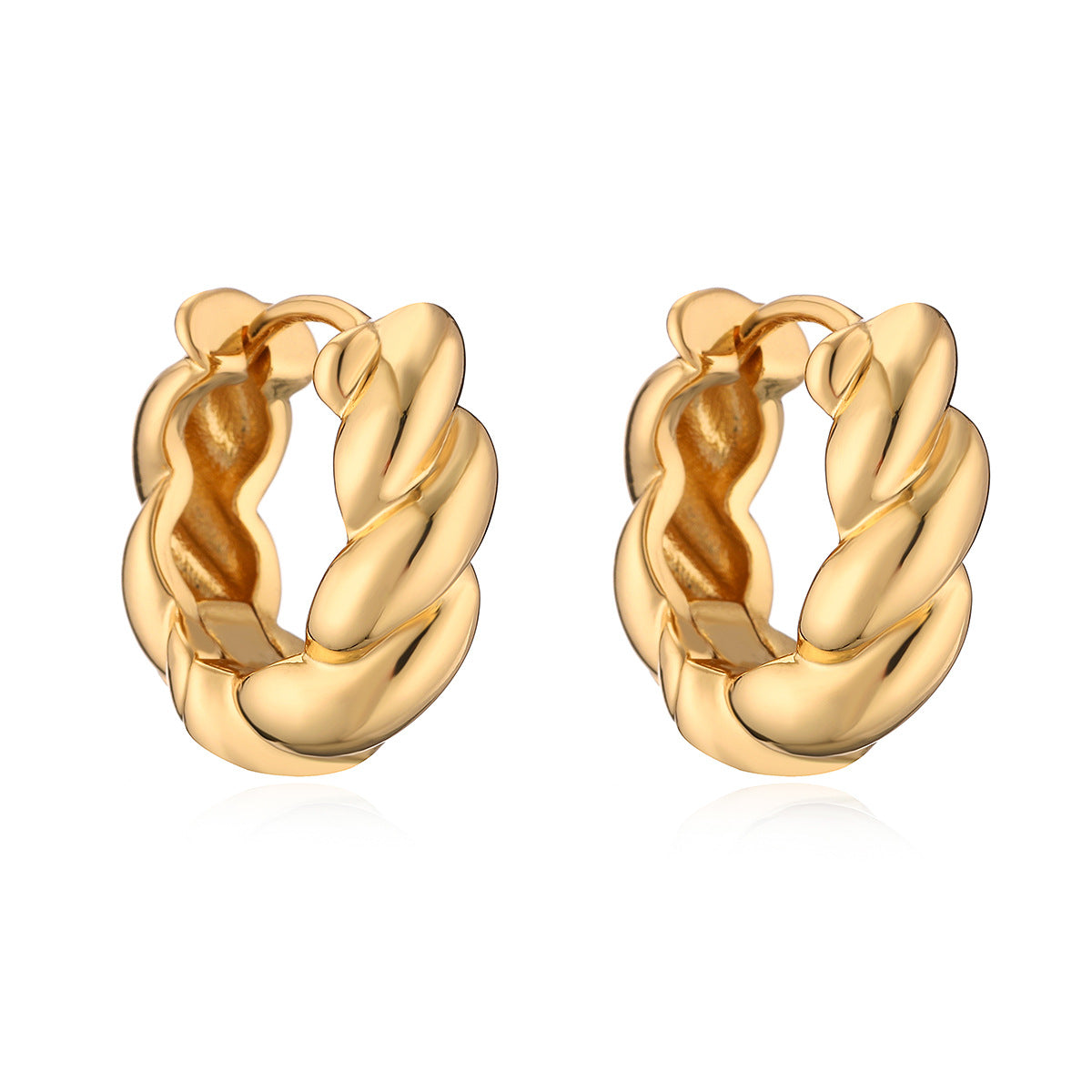 Vintage Minimalist Geometric Hoop Earrings in Copper with Real Gold Plating for Women