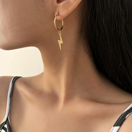 Pendientes geométricos para mujer, aretes colgantes minimalistas de rayo con borla, joyería de aleación chapada, accesorios de moda llamativos