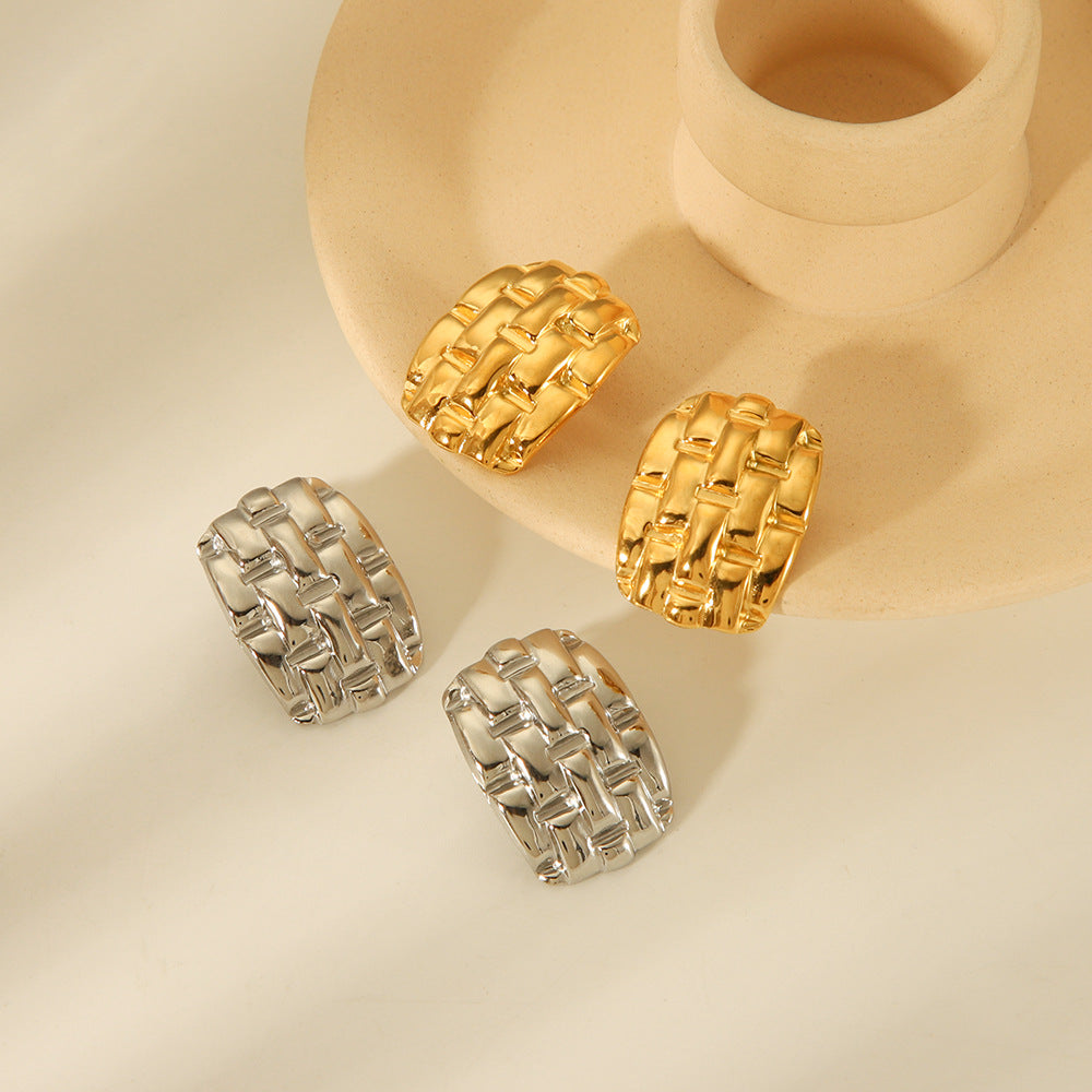 Orecchini da donna quadrati in acciaio inossidabile geometrici minimalisti con placcatura in oro 18 carati, ipoallergenici e resistenti allo scolorimento