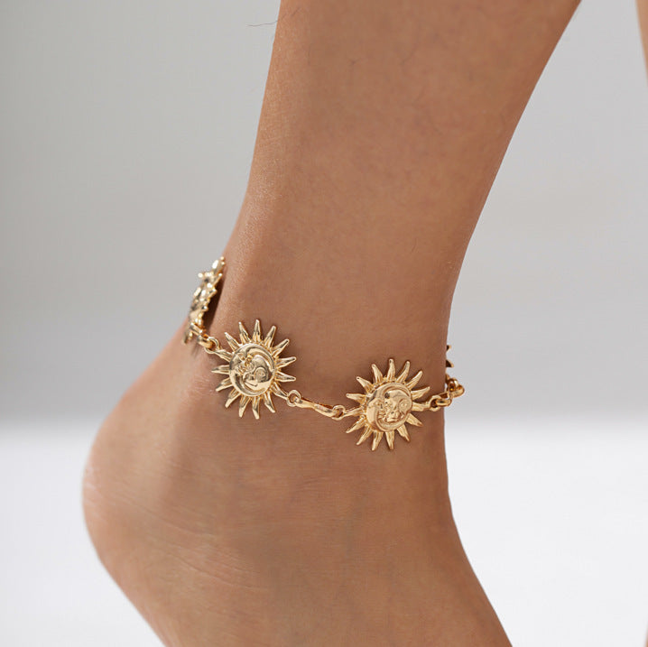 Casual Embossed Engraved Floral Metal Body Chain for Women