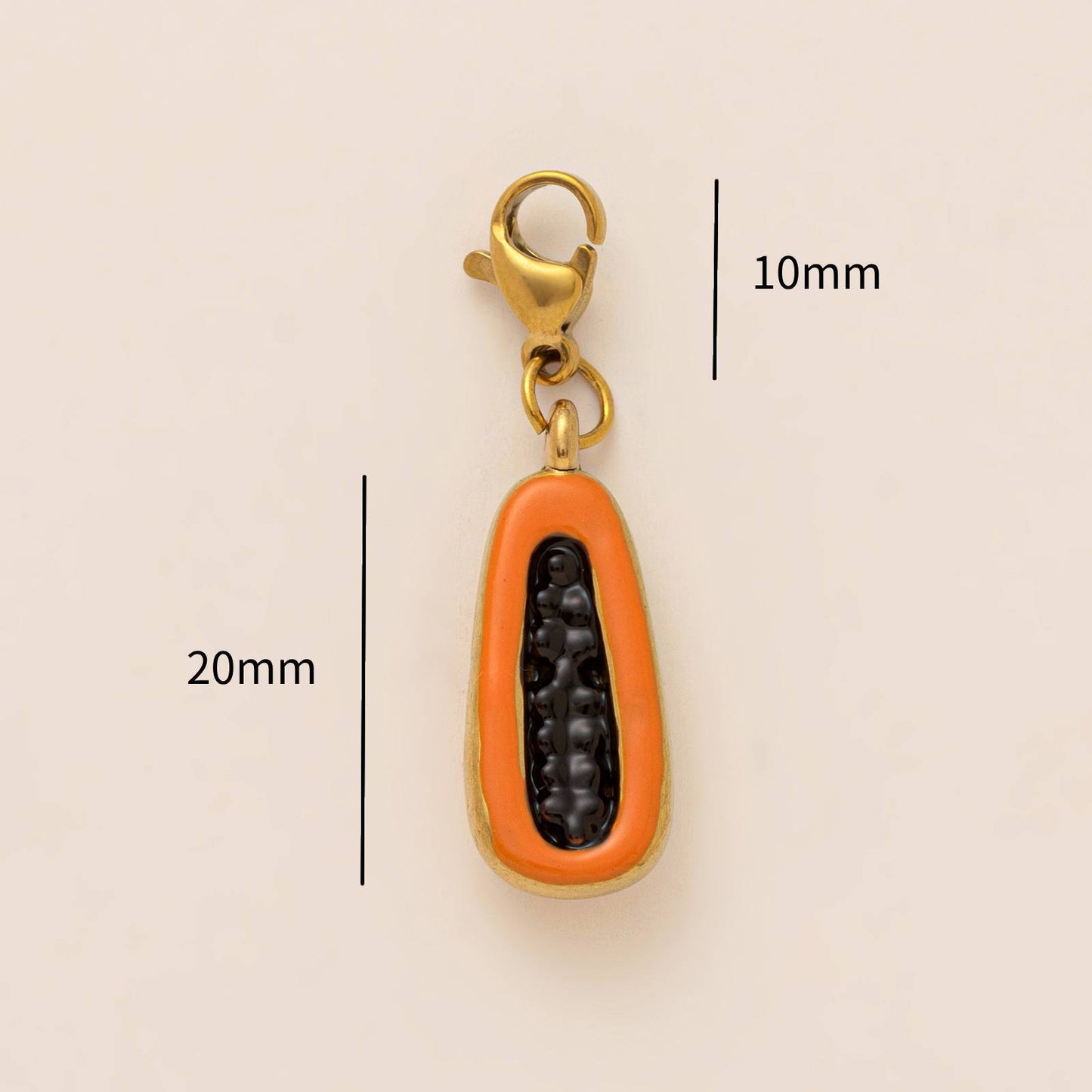 Braccialetto a barra con ciondoli a forma di frutta, in acciaio inossidabile placcato oro 18K, da donna