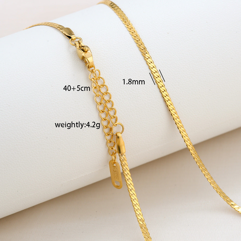 Collana Minimalista Unisex con Catenina Box in Acciaio Inossidabile Placcato Oro 18K