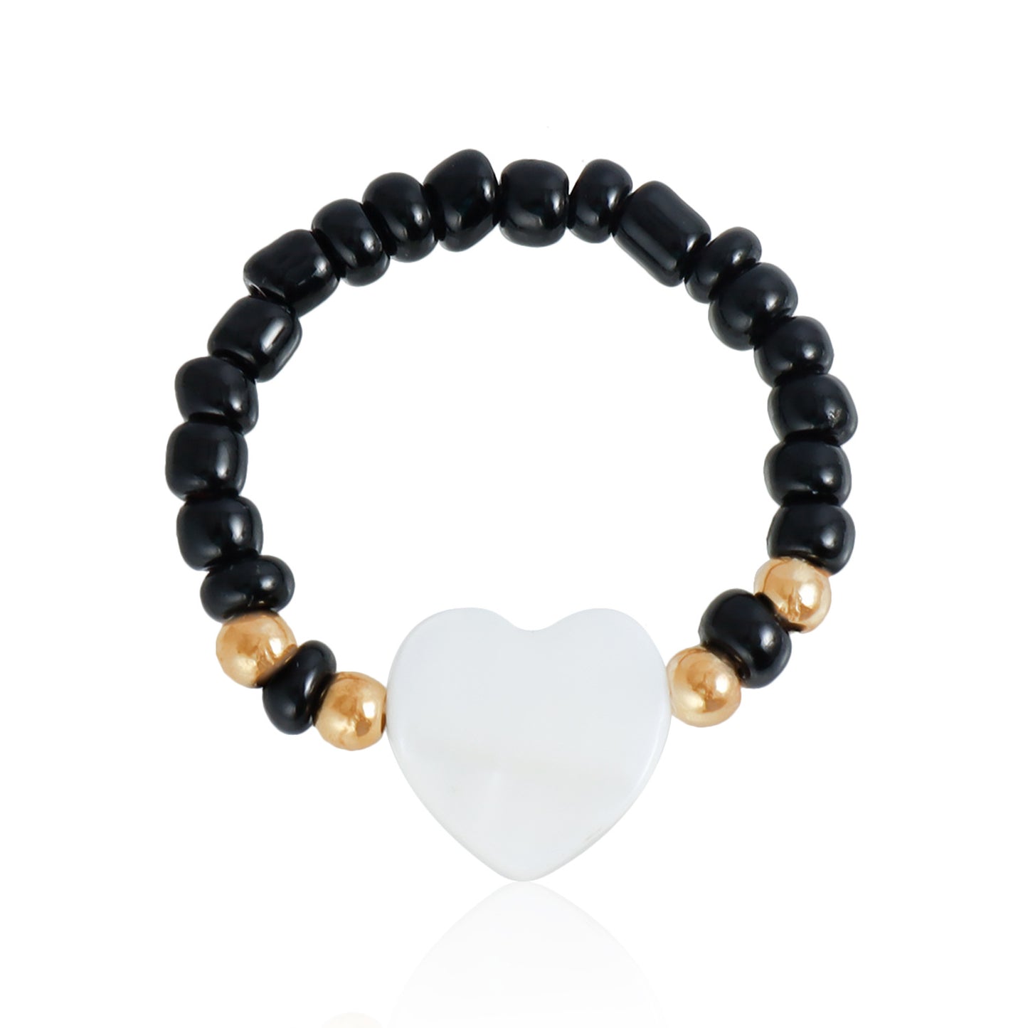 Collar con colgante de nácar en forma de corazón bohemio con cadena de cuentas para mujer