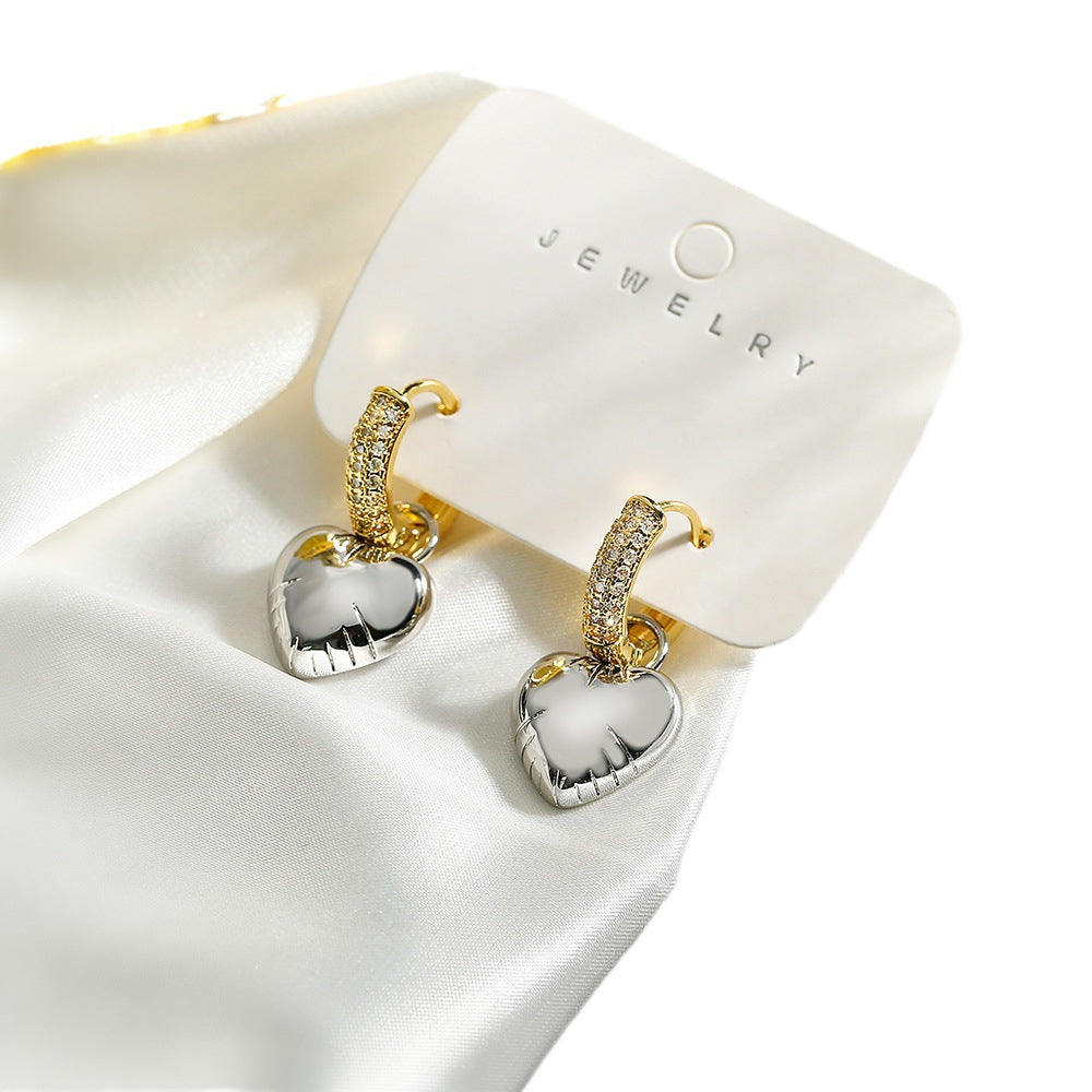 Minimalist Asymmetrical Heart and Star-Shaped Copper Earrings for Women with Geometric Design and Sweet Aesthetic