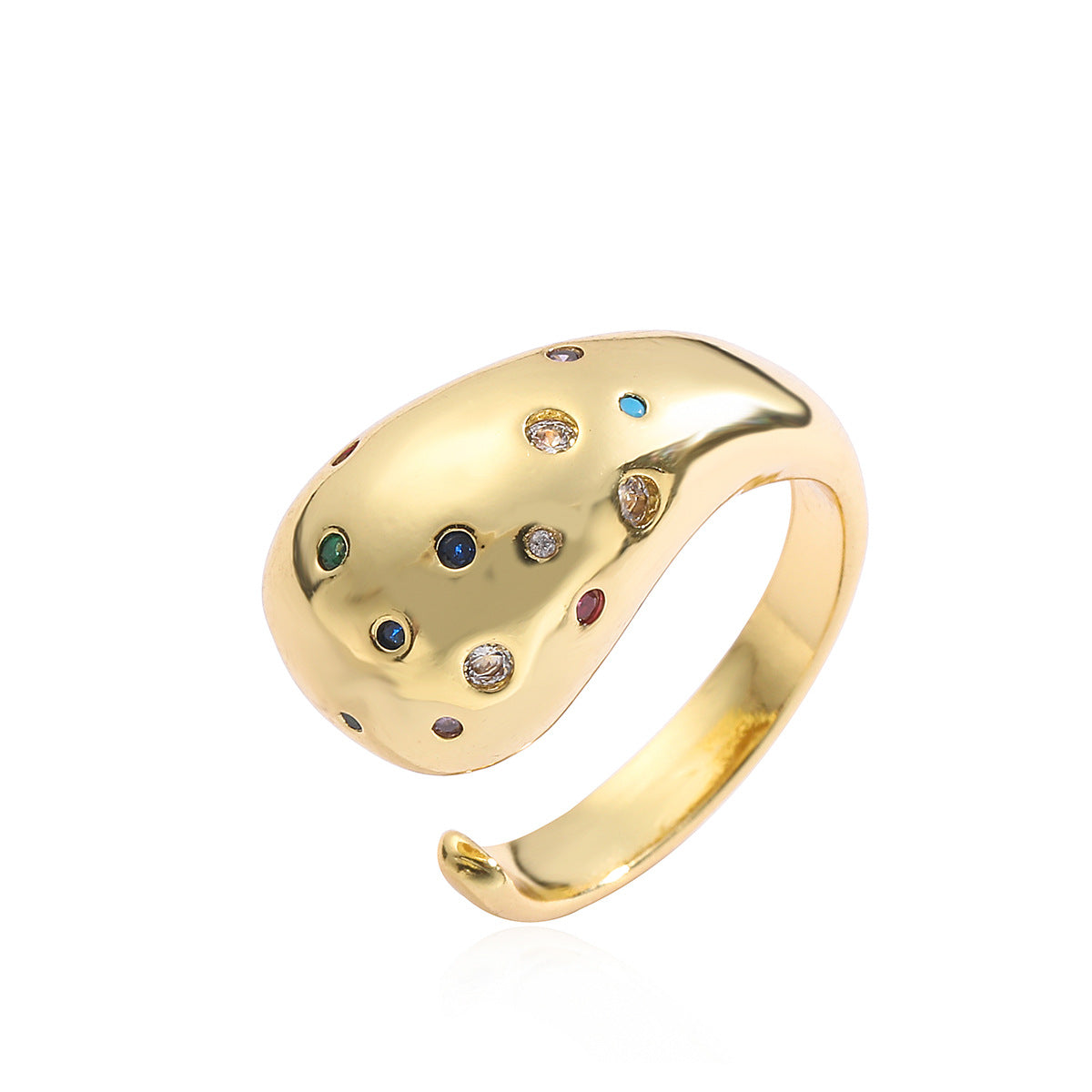 Anello da Donna Minimalista Geometrico in Rame Placcato Oro con Zircone