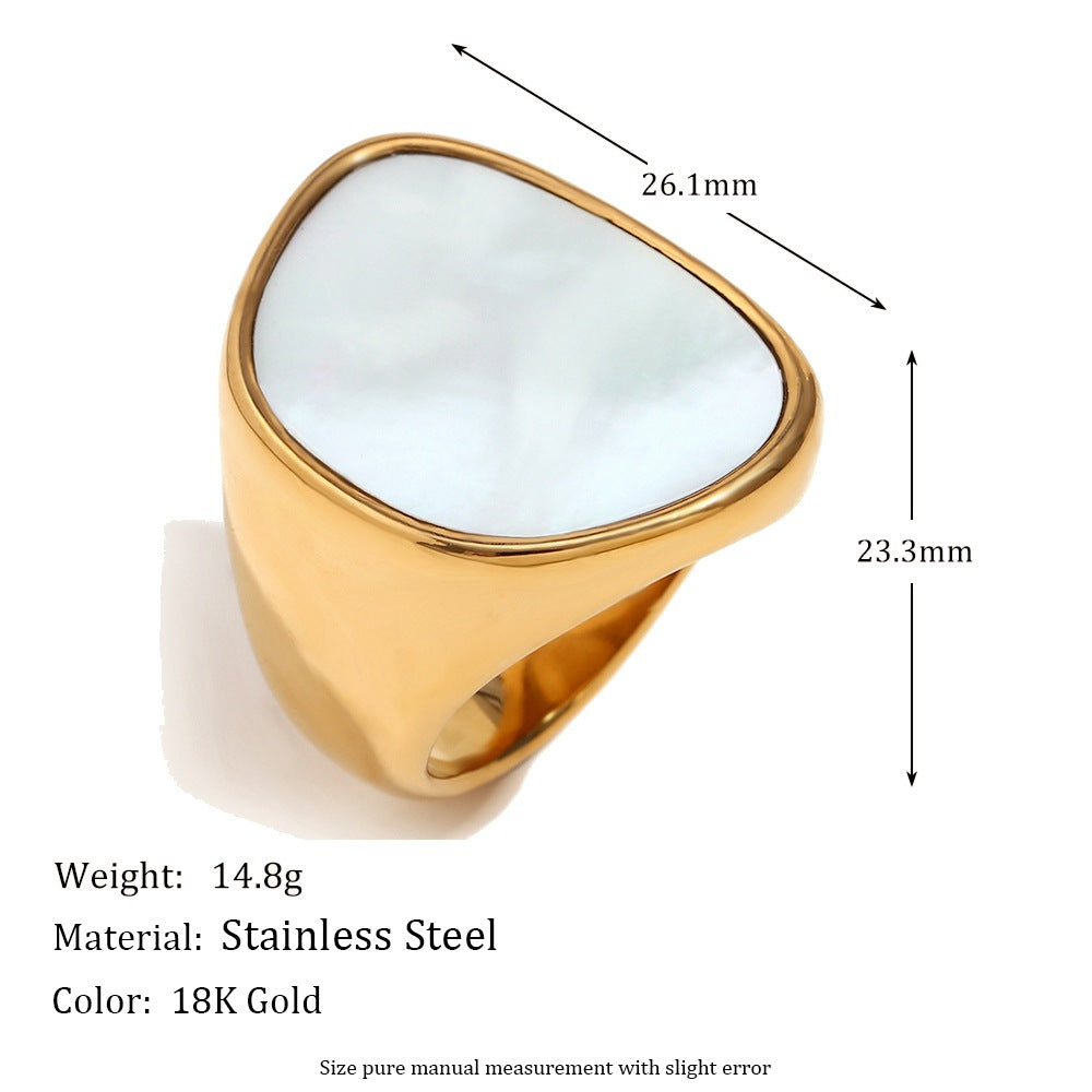 Anello geometrico alla moda in acciaio inossidabile con placcatura in oro 18K da donna