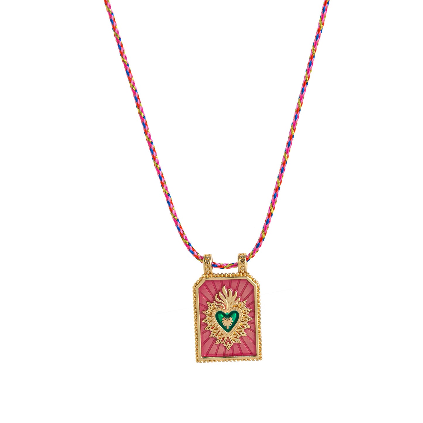 Collana pendente minimalista a forma di cuore in rame placcato oro su cordino colorato da donna