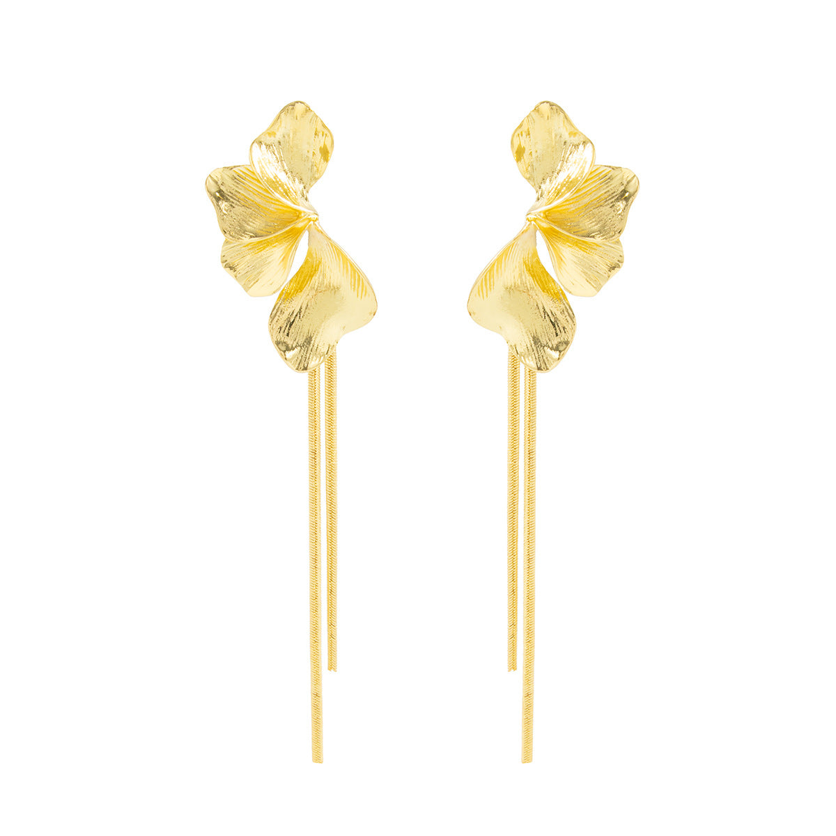 Minimalist Striped Floral Alloy Plated Earrings for Women