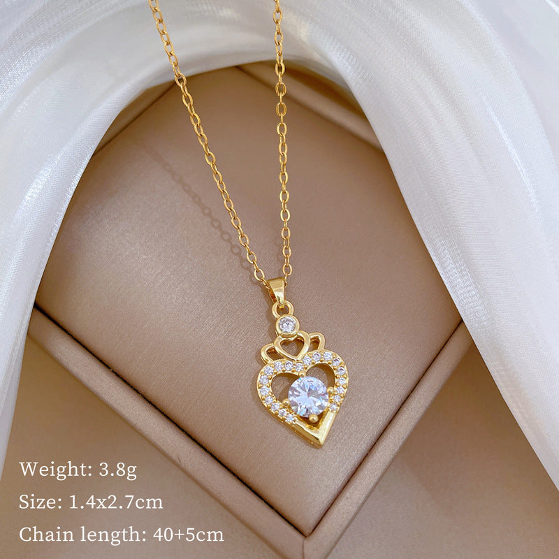 Geometric Minimalist Titanium Steel Necklace with Copper Pendant Plated in Real Gold Irregular Chain