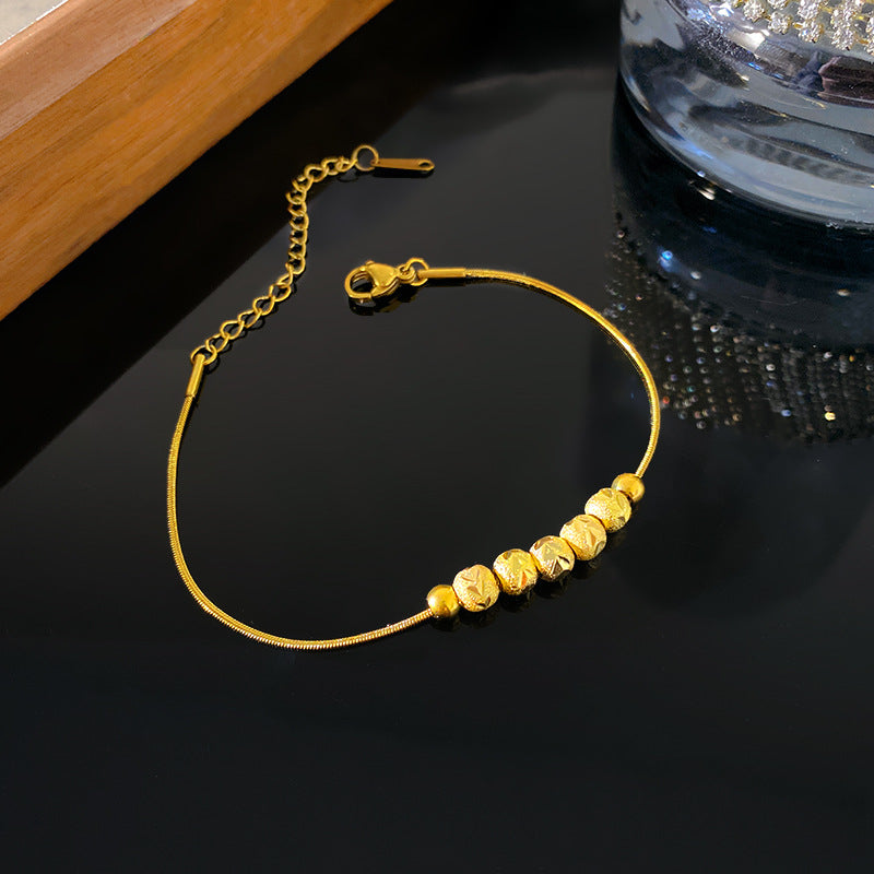 Vintage Minimalist Round Geometric Titanium Steel Plated Snake Chain Bracelet
