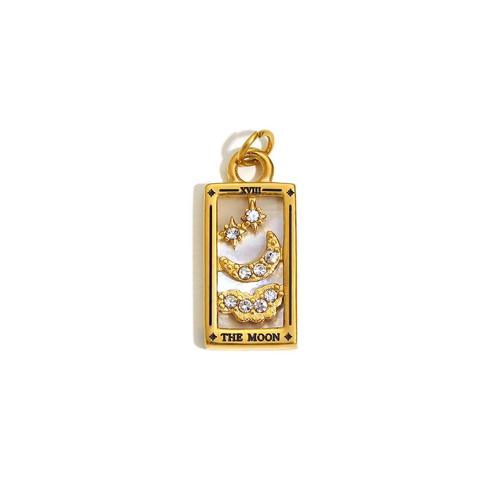Fashionable Geometric Sun Star Tarot Pendant Necklace in Stainless Steel with 18K Gold Plating