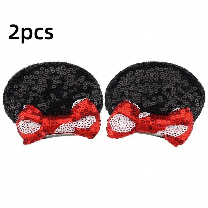 Fermaglio per capelli a fiocco per bambini con design 3D di Topolino, fermaglio a becco d'anatra impreziosito da strass, accessorio per capelli in resina stile naturale per bambini dai 3 ai 10+ anni