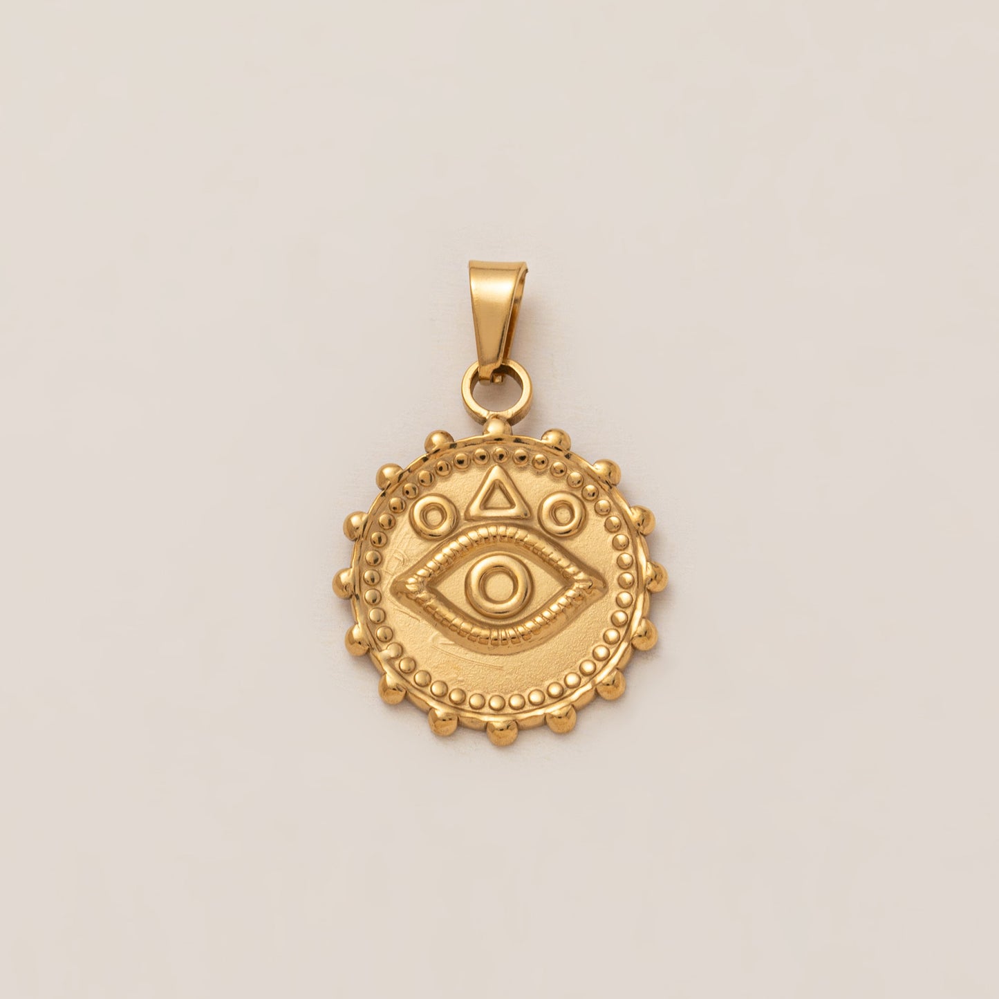 Vintage PVD 18K Gold Plated Stainless Steel Geometric Moon Sun Pendant Cable Chain Necklace Charm Bar