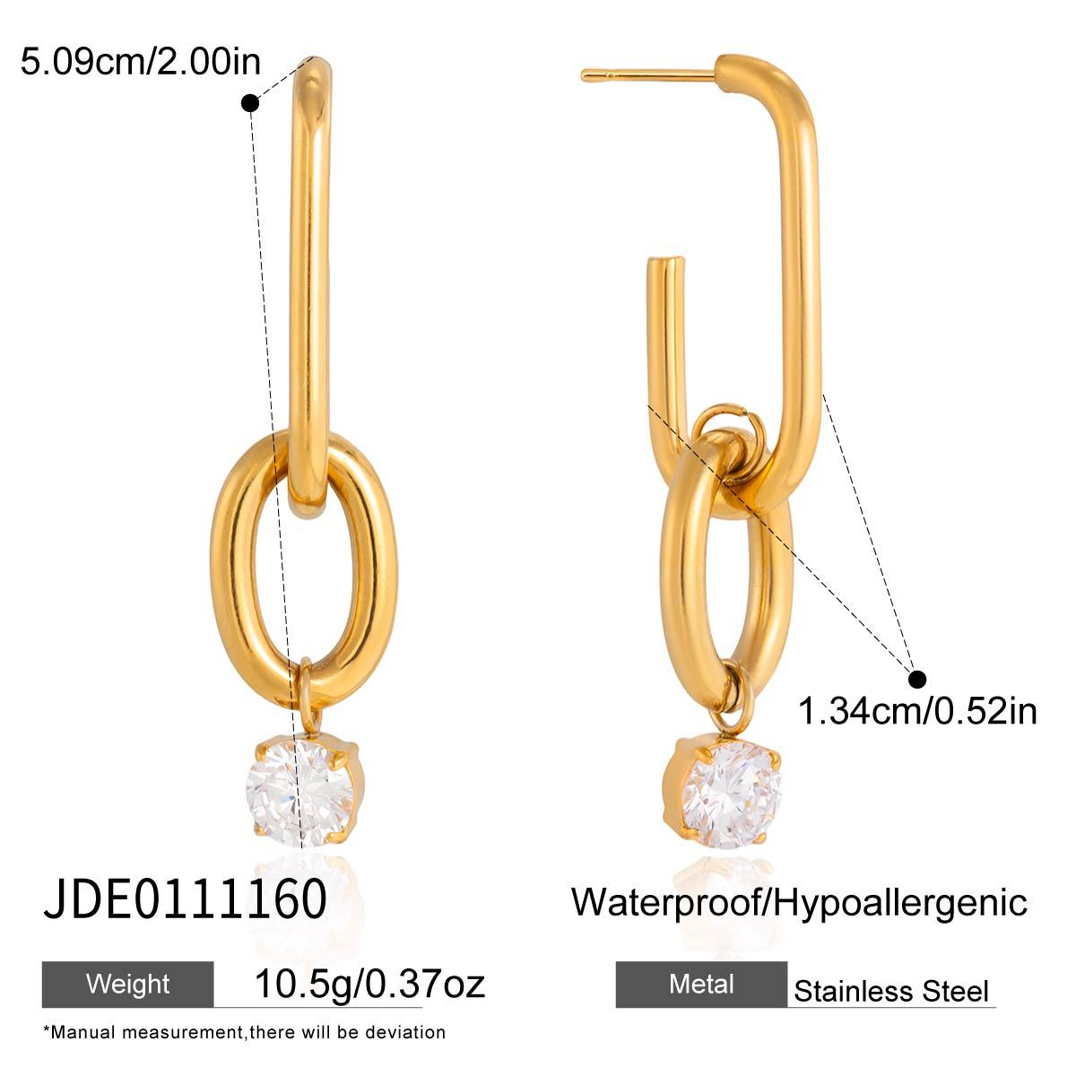 Minimalist Elegant Geometric Stainless Steel Plated Cubic Zirconia Earrings for Women