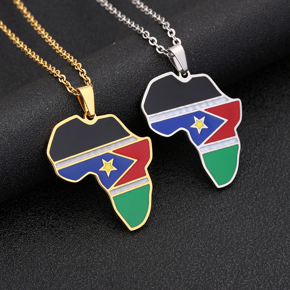 Collana con ciondolo geometrico in acciaio inossidabile con finitura placcata per donna e uomo, catena O alla moda casual per maglione