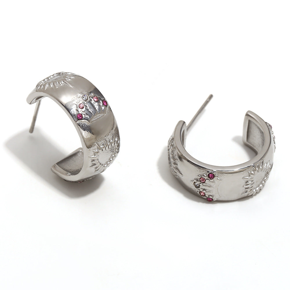 Elegant Geometric 18K Gold Plated Stainless Steel Ring Bracelet Earring Set for Women
