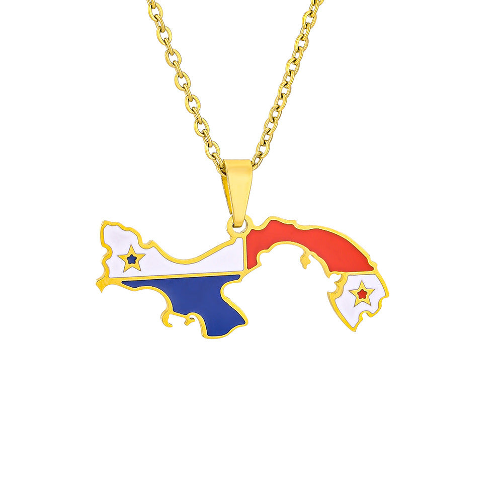 Collar con colgante geométrico minimalista de acero inoxidable con acabado esmaltado para mujer y hombre