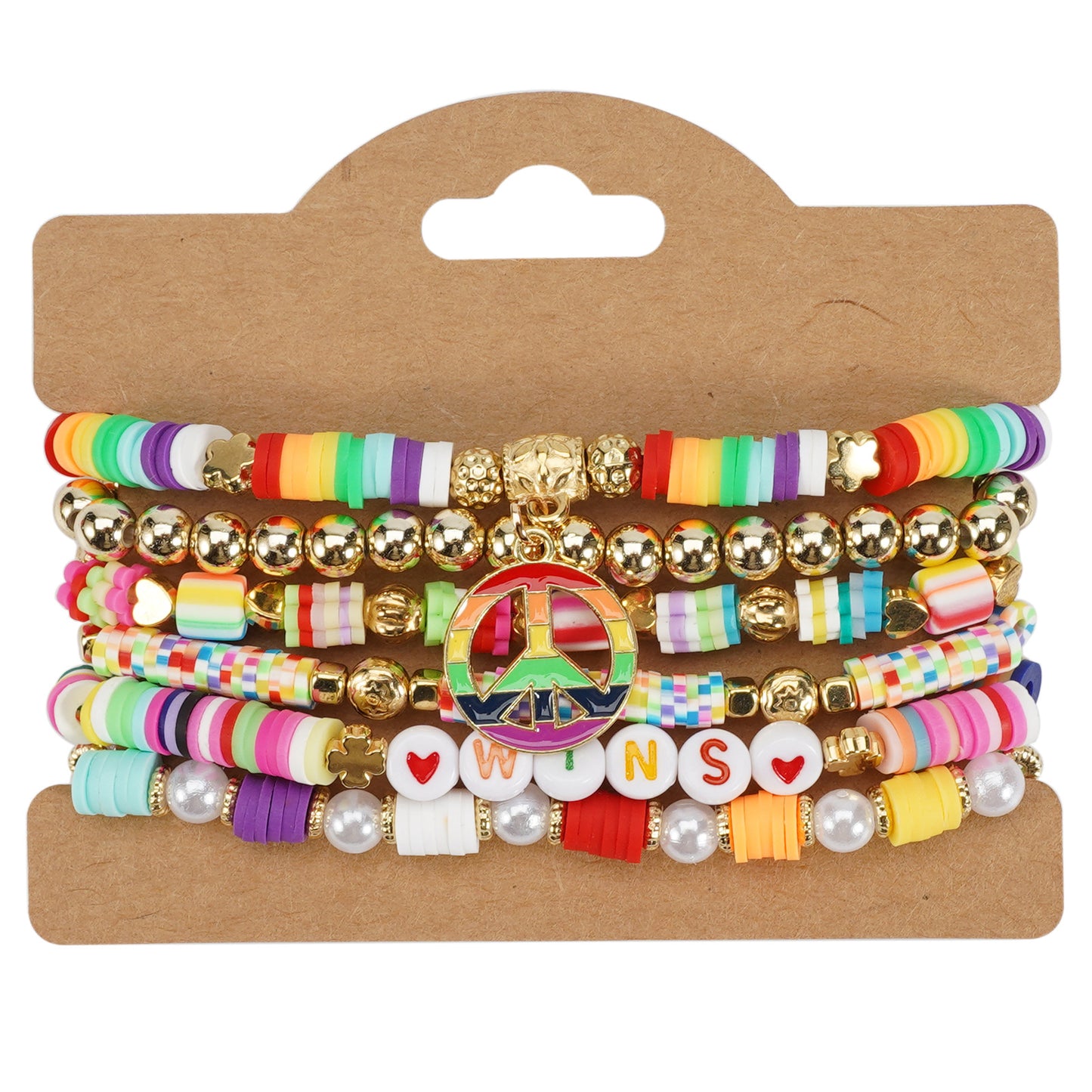 Bohemian Vintage Heart Shape Glass Pendant Multi-layer Bracelet for Women
