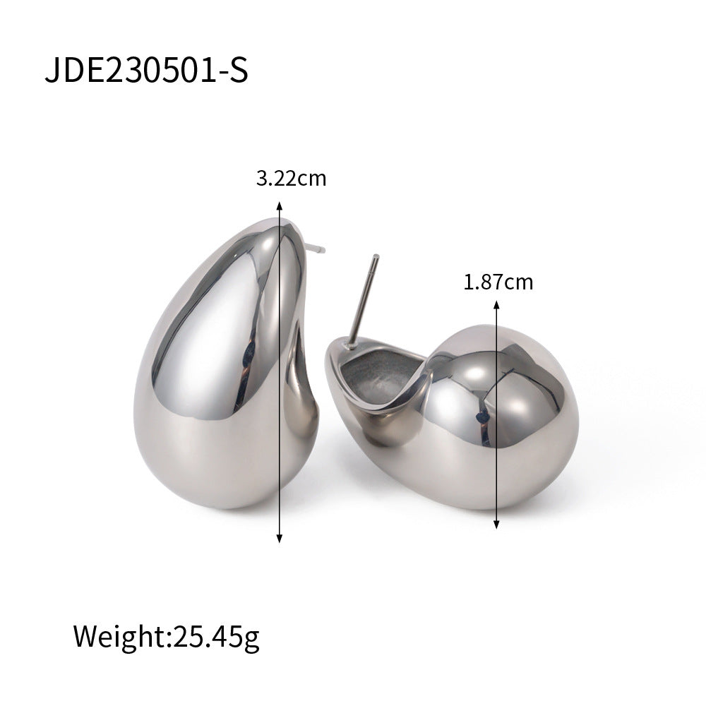 18K Gold Plated Teardrop Titanium Steel Earrings for Women