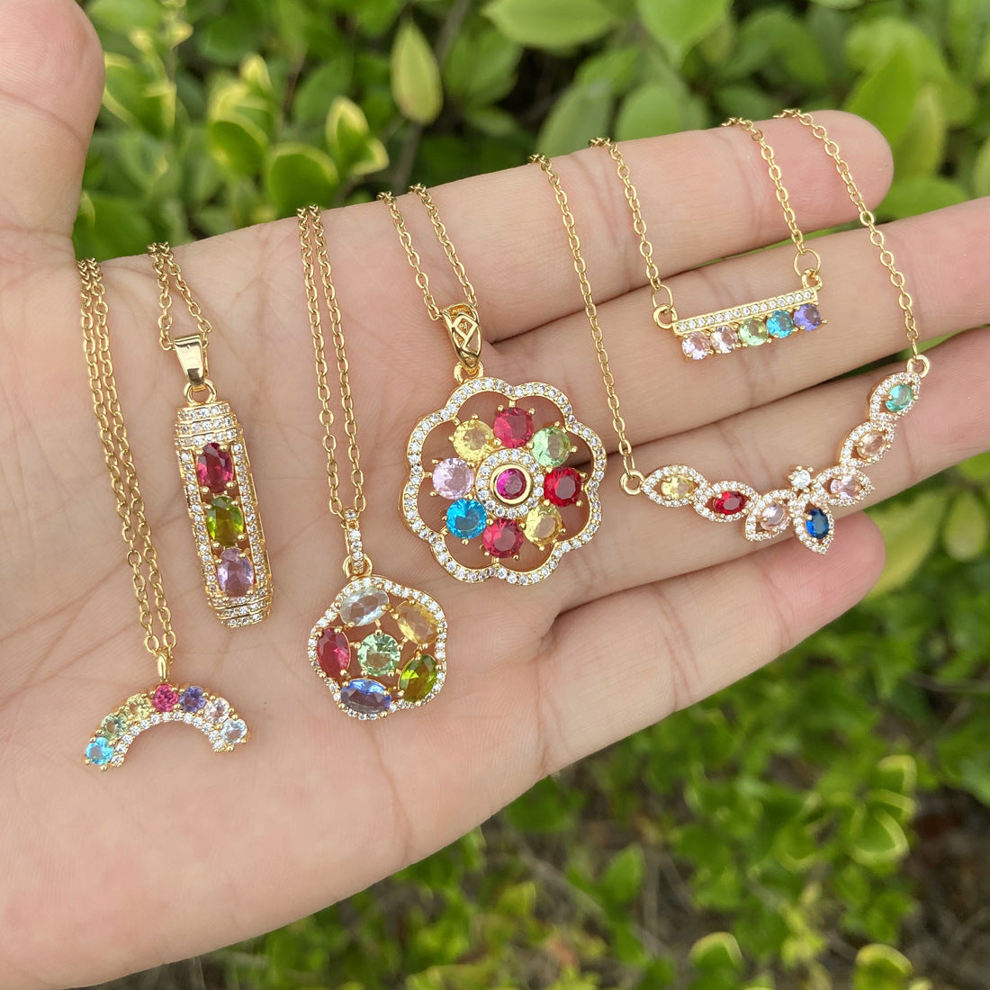 Elegant Floral Cubic Zirconia Plated Stainless Steel Necklace