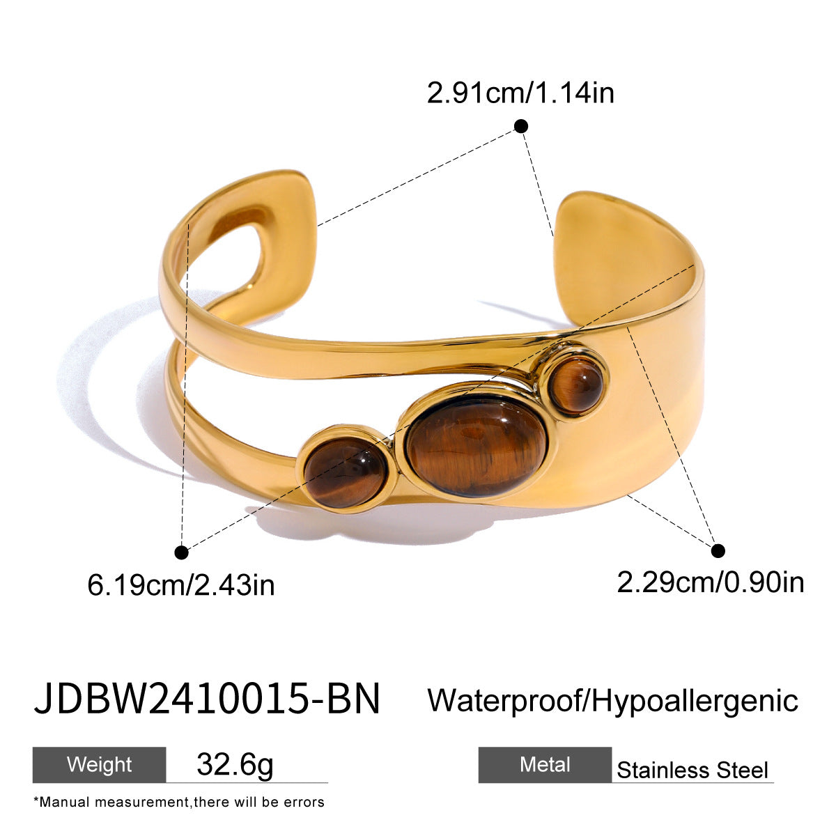 Bracciale alla moda traforato con perle in acciaio inossidabile con finitura placcata da donna