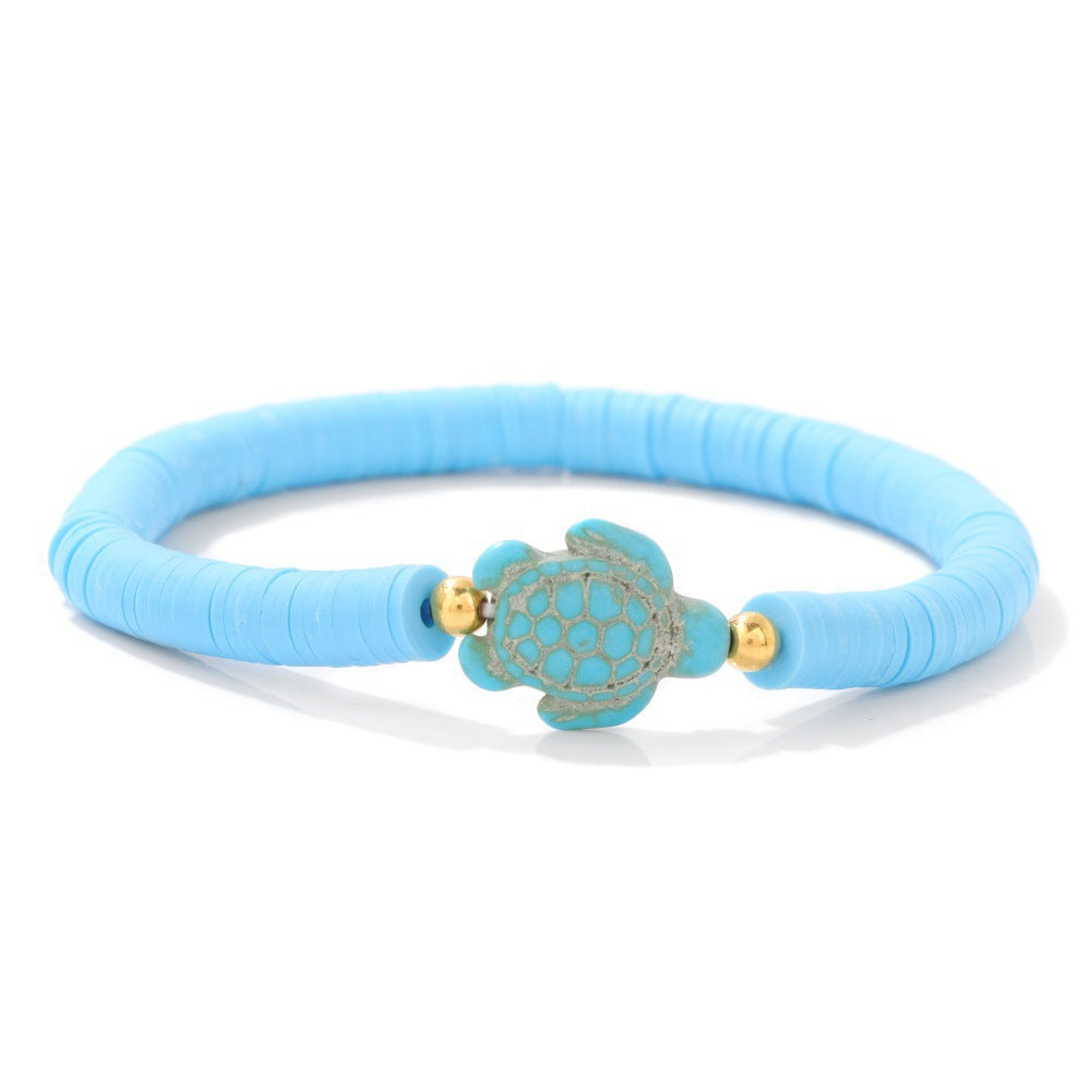 Bohemian Turquoise Turtle Resin Bracelet Unisex Handmade Elastic Bangle