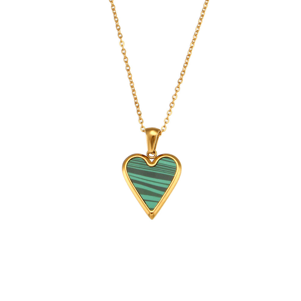 Minimalist Heart-Shaped Acrylic Pendant Necklace with Stainless Steel Chain and Electroplated Finish for Women
