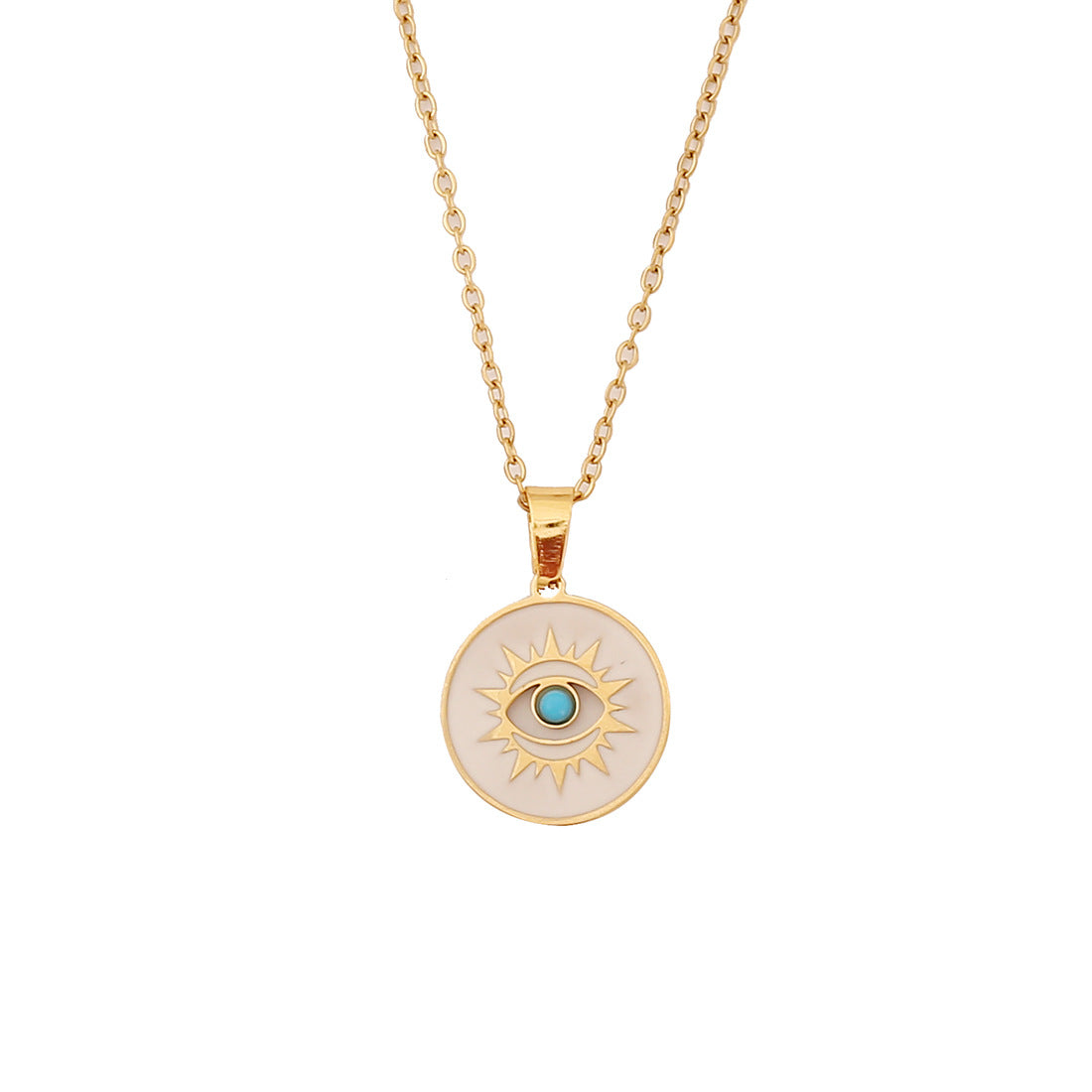Collana Personalizzata in Acciaio Inossidabile con Smalto Geometrico a Occhio