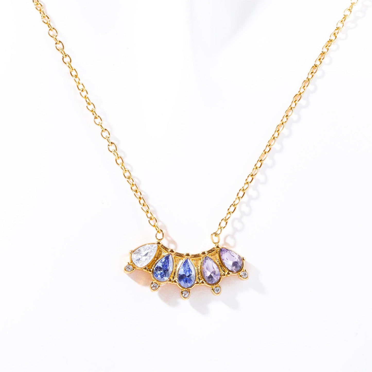 Vintage Geometric Stainless Steel Choker Necklace with 18K Gold Plating and Birthstone Accents