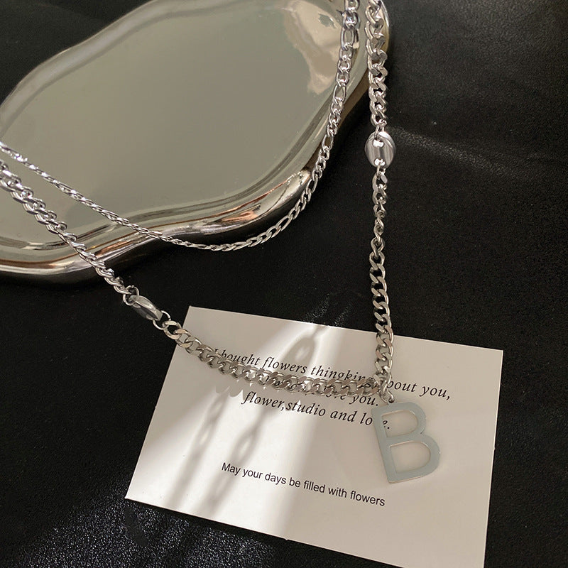 Hip-hop Titanium Steel Letter B Plated Necklace for Unisex