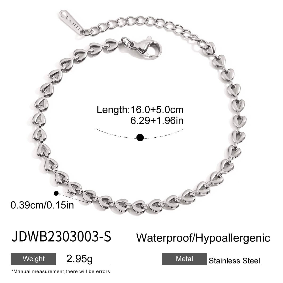 Elegant Heart Geometric Stainless Steel Plated Bracelet for Women