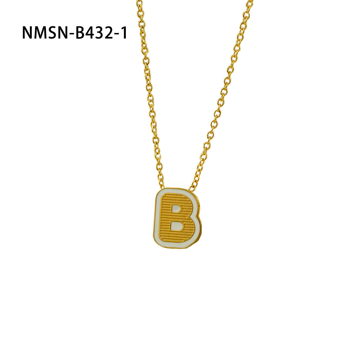 Collana con pendente a forma di lettera minimalista in acciaio inossidabile placcato oro 18 carati e dettagli in smalto da donna