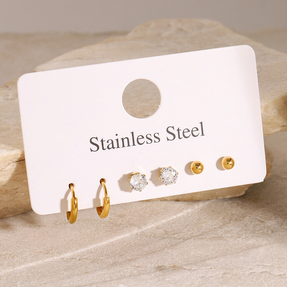 Pendientes de aro geométricos minimalistas de acero inoxidable con acabado chapado para mujeres y hombres