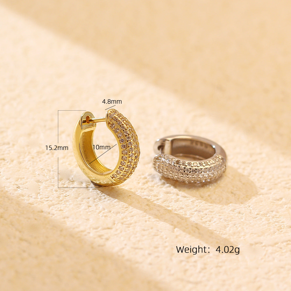 Pendientes de Plata de Ley 925 Geométricos Minimalistas con Circonitas Microengastadas para Mujer
