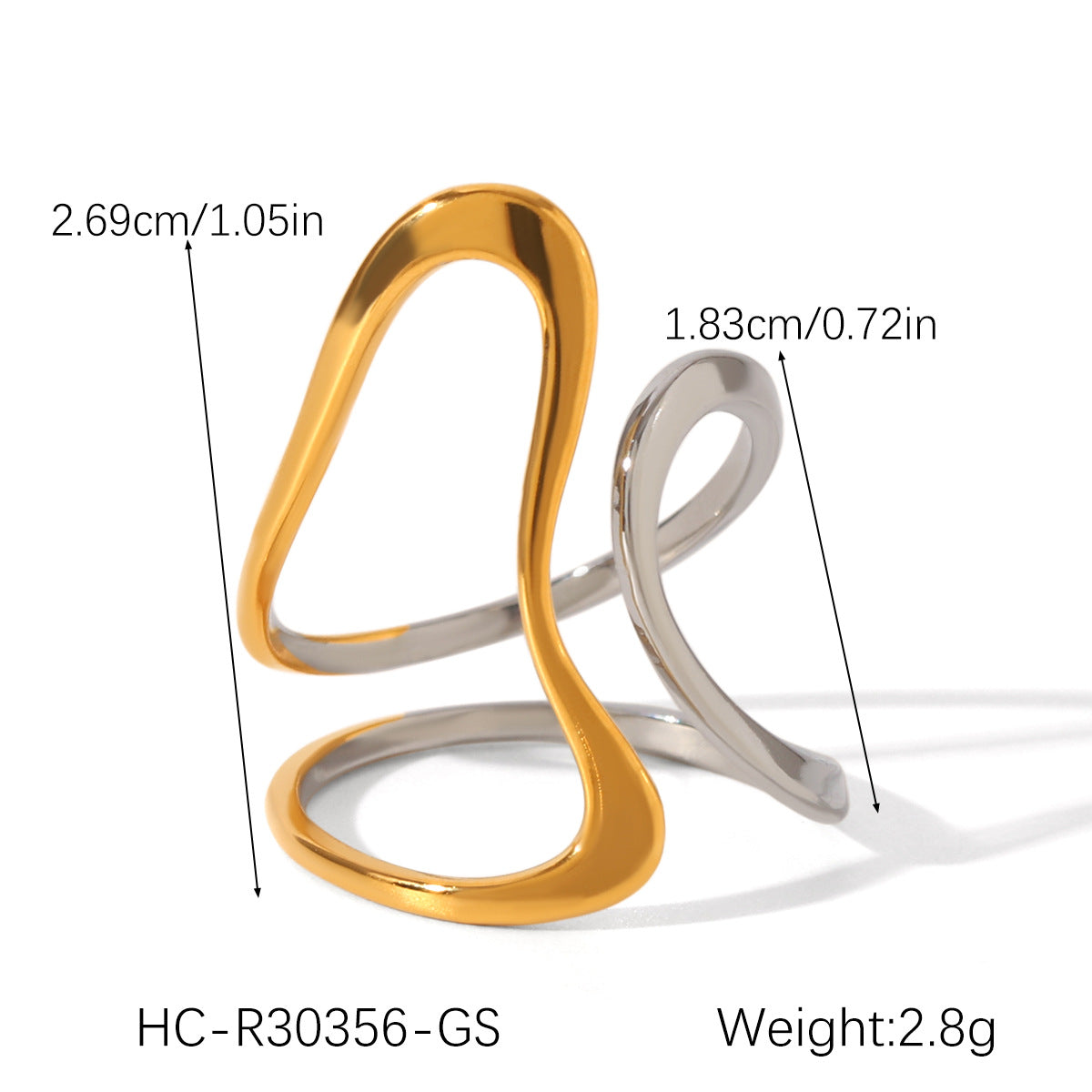 Minimalist Geometric Stainless Steel Ring with 18K Gold Plating for Women Titanium Steel Fade-Resistant Fashion Ring