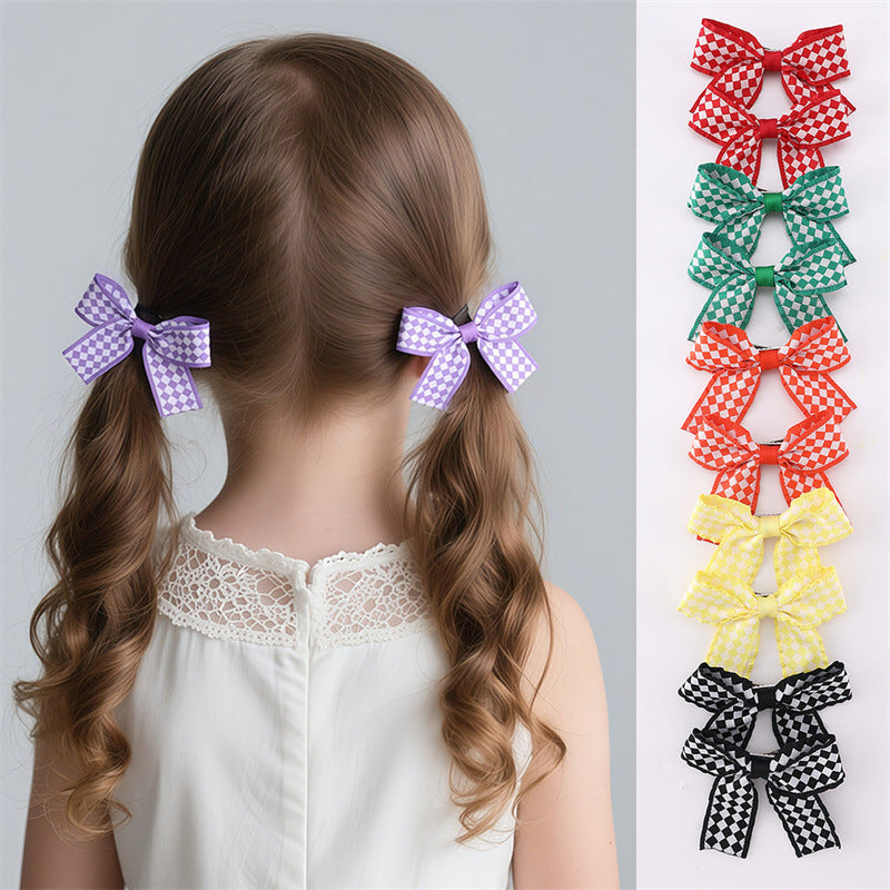 Set di mollette per capelli a forma di fiocco, stile naturale, per bambini, con bordo a nastro e dettagli arricciati, fermaglio a becco d'anatra per acconciature a coda di cavallo