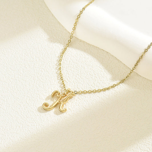 Collar de aleación de zinc chapado con forma de letra minimalista delicado para mujer