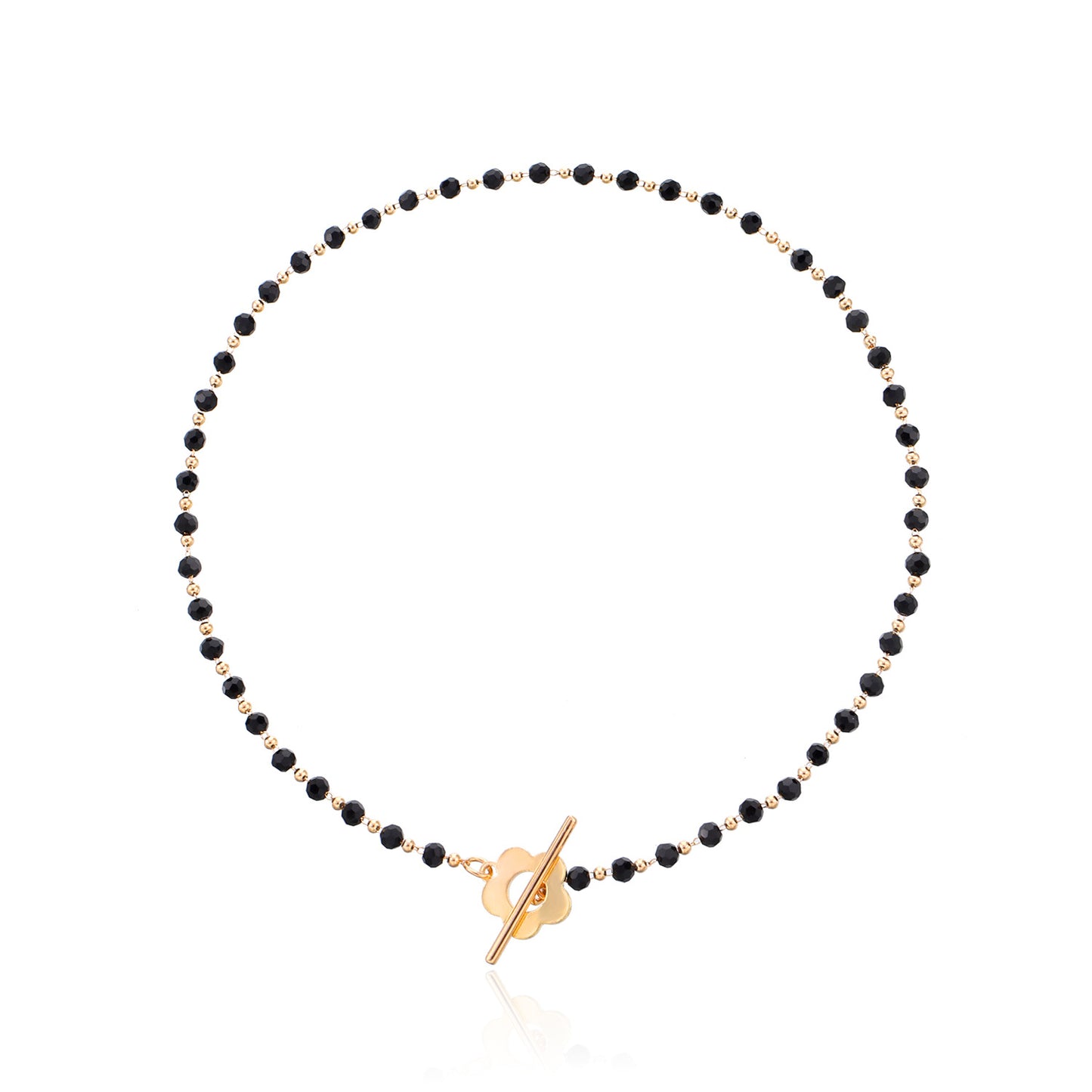 Minimalist Floral Rhinestone Alloy Necklace, Plated Regular Chain, Fashion Casual Jewelry for Women
