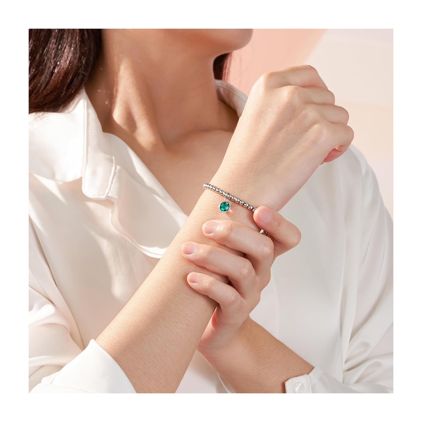 Fashion Elegant Geometric Round Plated Stainless Steel Bracelet for Women