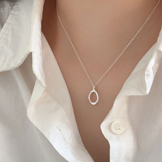 Collar con colgante de lágrima geométrica minimalista para mujer en plata de ley 925